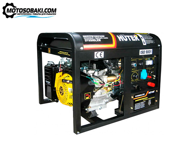 Электрогенератор Huter DY6500LXW (с функцией сварки, с колёсами)