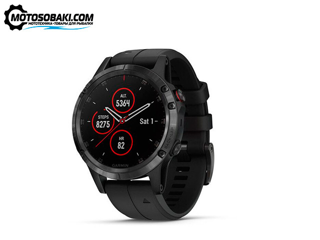 Мультиспортивные часы Garmin Fenix 5 PLUS Sapphire (черные с черным ремешком)