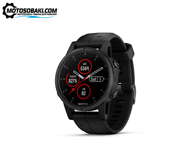 Мультиспортивные часы Garmin Fenix 5S PLUS Sapphire (черные с черным ремешком)