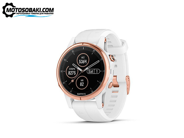 Мультиспортивные часы Garmin Fenix 5S PLUS Sapphire (черные/роз.золото с бел. ремешком)