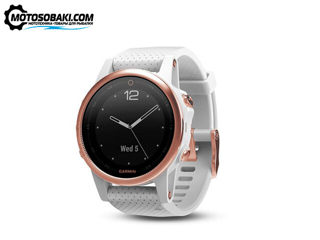 Мультиспортивные часы Garmin Fenix 5S Sapphire с GPS (розовое золото с белым ремешком )